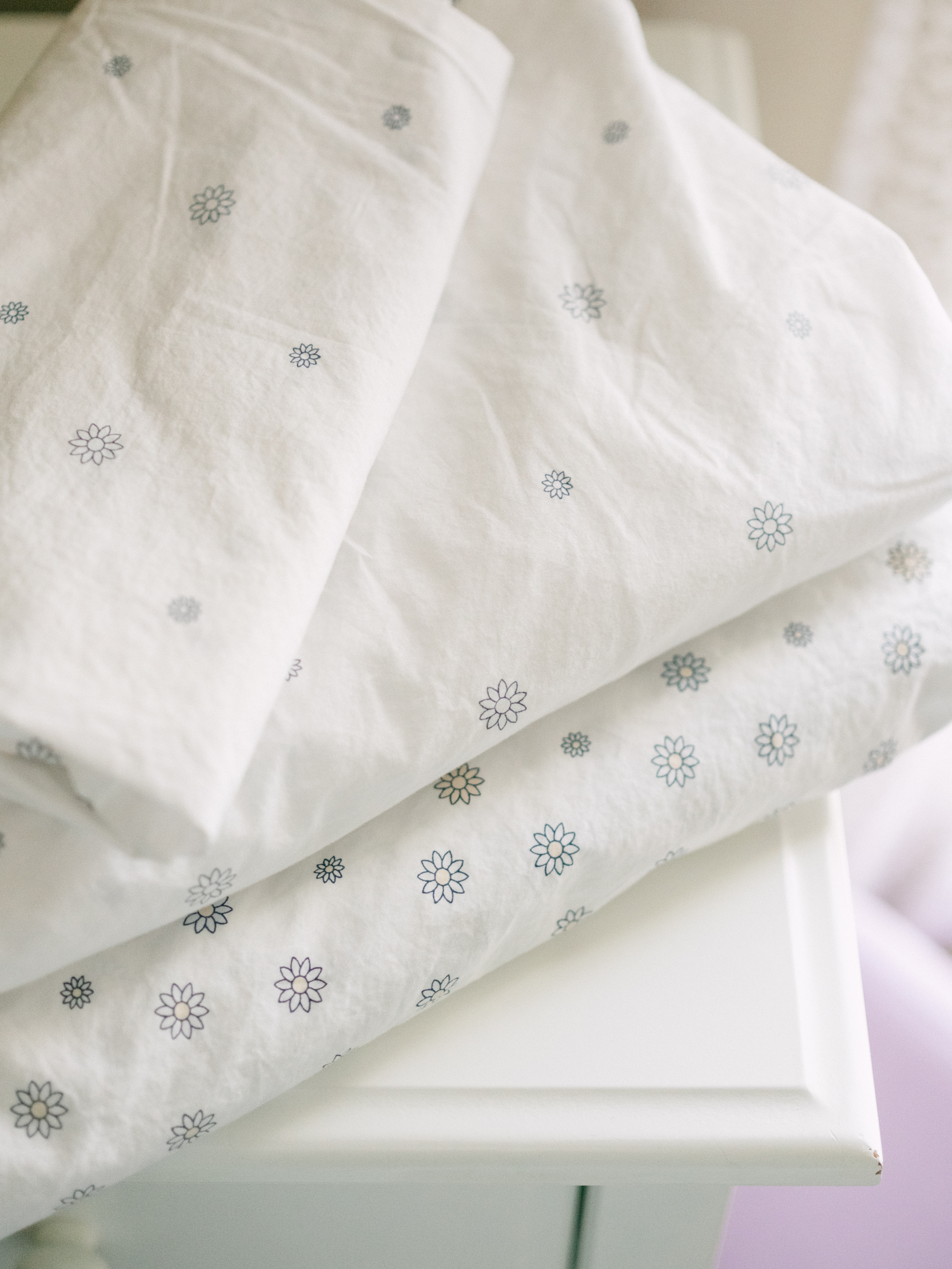 A close look at the Dewberry Kids Organic Bedding Chamomile Bloom Bundle